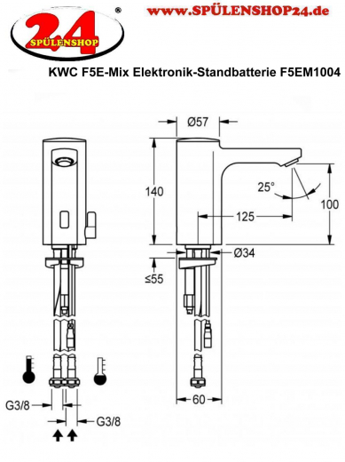 KWC PROFESSIONAL F5E-Mix Elektronik Standbatterie F5EM1004 DN 15 fr Waschanlagen, opto-elektronisch gesteuert