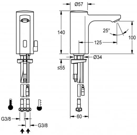 KWC PROFESSIONAL F5E-Mix Elektronik Standbatterie F5EM1004 DN 15 fr Waschanlagen, opto-elektronisch gesteuert