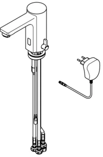 KWC PROFESSIONAL F5E-Mix Elektronik Standbatterie F5EM1006-ND DN 15 fr Waschanlagen, opto-elektronisch gesteuert mit Steckernetzteil Niederdruck