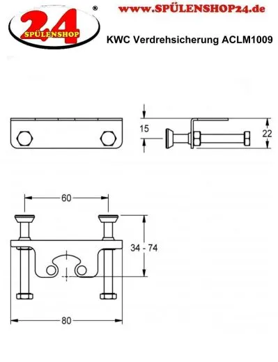 KWC PROFESSIONAL Verdrehsicherung fr F5L/F4L Einhebel-Standbatterien ACLM1009