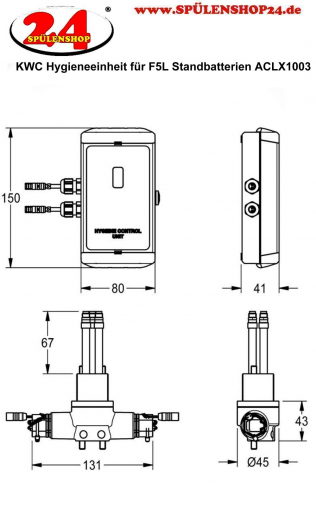 KWC PROFESSIONAL F5L Hygieneeinheit ACLX1003 fr F5L Einhebel-Standbatterien mit Ausladung 125mm