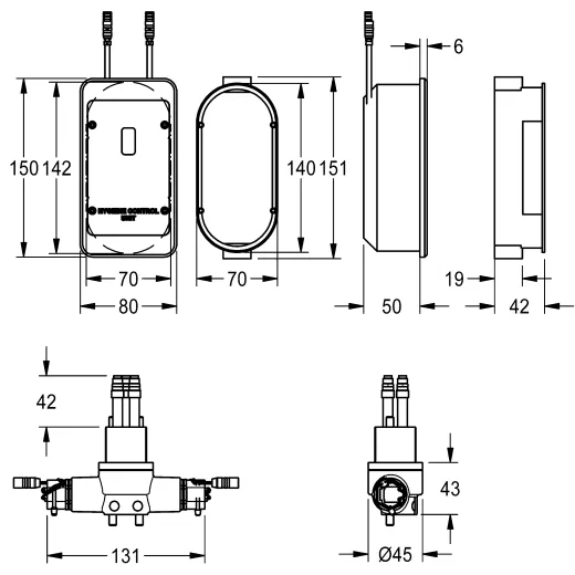 KWC PROFESSIONAL F5L Hygieneeinheit Wandeinbaumontage ACLX1005 fr F5L Einhebel-Standbatterie mit Ausladung 100mm
