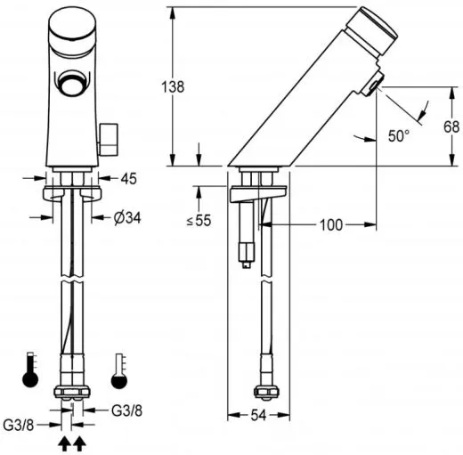 KWC PROFESSIONAL F3S-Mix Selbstschluss-Standbatterie F3SM1101 DN 15 fr Waschanlagen