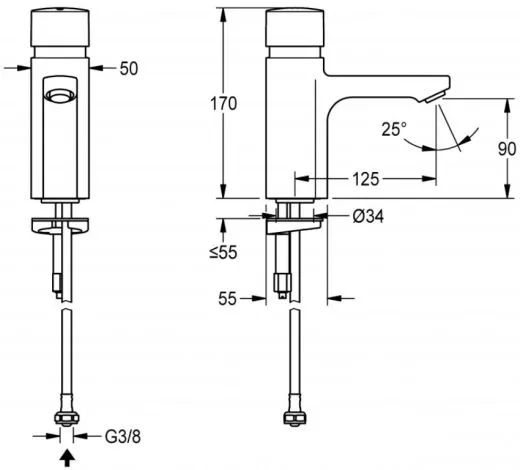 KWC PROFESSIONAL F5S Selbstschluss-Standventil F5SV1001 DN 15 fr Waschanlagen FRAMIC INSIDE Selbstschlusskartusche