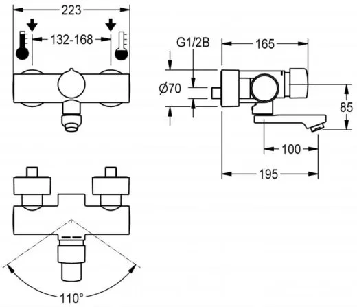KWC PROFESSIONAL F5S-Mix Selbstschluss-Wandbatterie F5SM1004 DN 15 als Eingriffmischer zur Aufputzmontage FRAMIC INSIDE