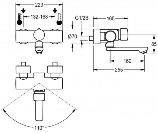 KWC PROFESSIONAL F5S-Mix Selbstschluss-Wandbatterie F5SM1005 DN 15 als Eingriffmischer zur Aufputzmontage FRAMIC INSIDE