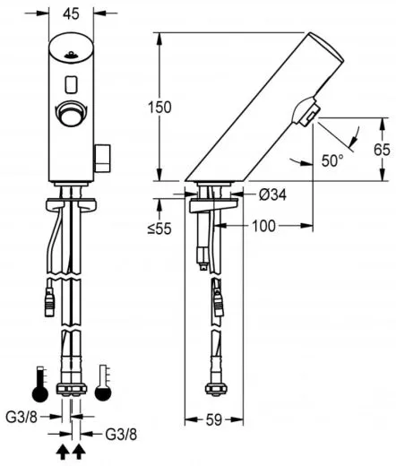 KWC PROFESSIONAL F3E-Mix Elektronik Standbatterie F3EM1005 DN 15 fr Waschanlagen, opto-elektronisch gesteuert