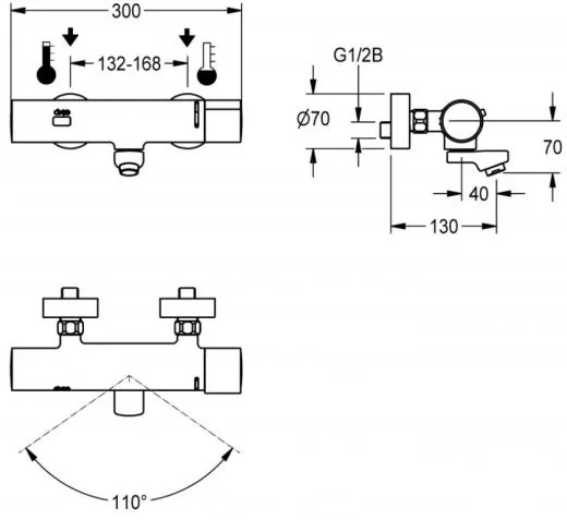 KWC PROFESSIONAL F3E-Therm Elektronik Thermostat Wandbatterie F3ET1001 DN 15 zur Aufputzmontage opto-elektronisch gesteuert