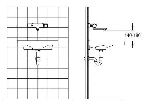 KWC PROFESSIONAL F3E-Therm Elektronik Thermostat Wandbatterie F3ET1003 DN 15 zur Aufputzmontage opto-elektronisch gesteuert