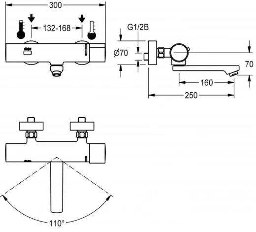 KWC PROFESSIONAL F3E-Therm Elektronik Thermostat Wandbatterie F3ET1003 DN 15 zur Aufputzmontage opto-elektronisch gesteuert