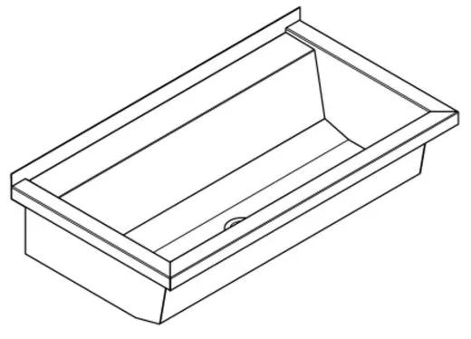 KWC PROFESSIONAL Planox Waschrinne-PL8T fugenlos verschweit mit Armaturenbank fr Wandmontage Breite 800mm