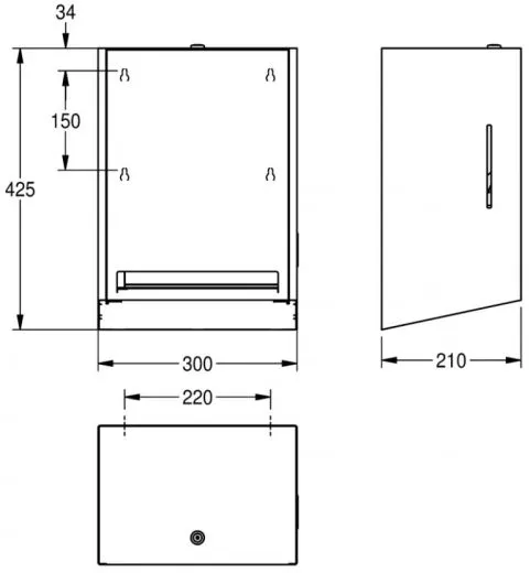 KWC PROFESSIONAL EXOS Papierhandtuchspender fr Papierrolle EXOS637B fr die Aufputzmontage manueller Betrieb