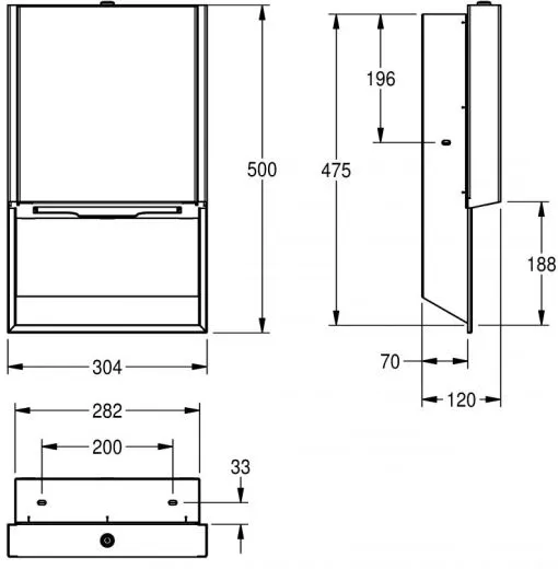 KWC PROFESSIONAL EXOS Papierhandtuchspender EXOS600EB fr die Unterputzmontage manueller Betrieb
