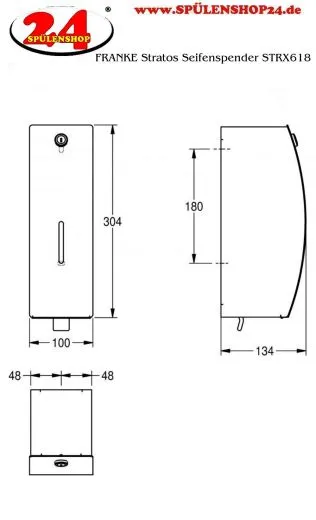 ✅ KWC PROFESSIONAL Stratos Seifenspender STRX618 Aufputzmontage manueller Betrieb ohne Nachfllmedien