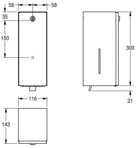 KWC PROFESSIONAL Rodan Seifenspender RODX618 Aufputzmontage manueller Betrieb ohne Nachfllmedien