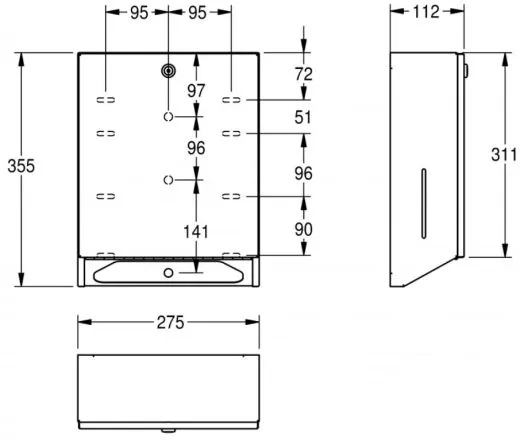 KWC PROFESSIONAL Rodan Papierhandtuchspender RODX600 fr die Aufputzmontage manueller Betrieb