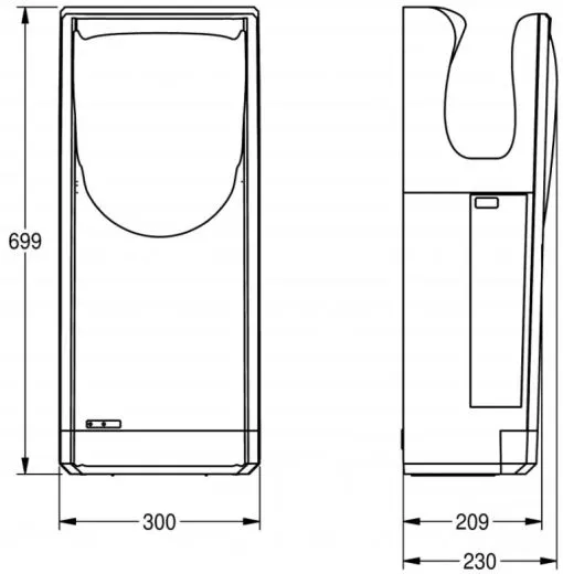 KWC PROFESSIONAL Dryers Elektronischer "Hands-in" H�ndetrockner DRYX600 Aufputzmontage opto-elektronisch gesteuerte Sensorik