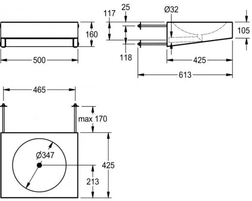 KWC PROFESSIONAL Heavy Duty Einzelwaschtisch HDTX455 fr Wandmontage fugenlos eingeschweites Rundbecken