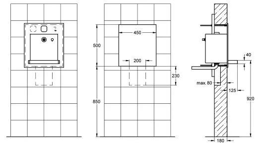 KWC PROFESSIONAL Heavy Duty Waschplatzeinheit ALL-IN-ONE ALIO330 (Wasser, Seife) zum Wandeinbau