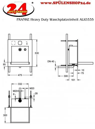 KWC PROFESSIONAL Heavy Duty Waschplatzeinheit ALL-IN-ONE ALIO335 Barrierefrei (Wasser, Seife) zum Wandeinbau