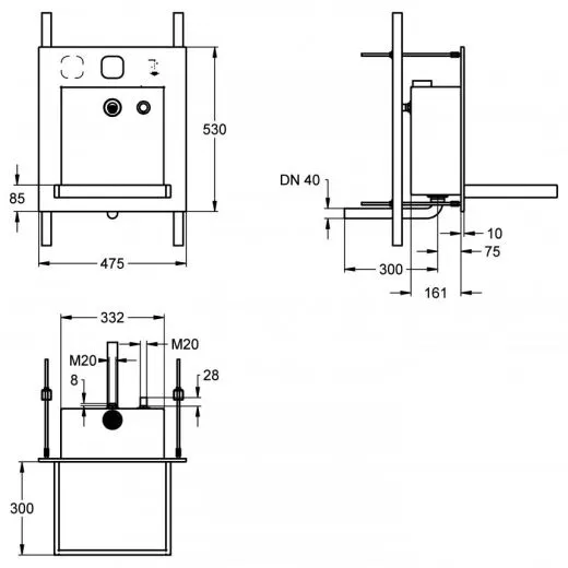 KWC PROFESSIONAL Heavy Duty Waschplatzeinheit ALL-IN-ONE ALIO335 Barrierefrei (Wasser, Seife) zum Wandeinbau