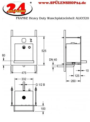 KWC PROFESSIONAL Heavy Duty Waschplatzeinheit ALL-IN-ONE ALIO320 (Wasser, Seife, Luft) zum Wandeinbau