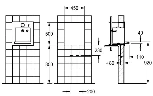 KWC PROFESSIONAL Heavy Duty Waschplatzeinheit ALL-IN-ONE ALIO320 (Wasser, Seife, Luft) zum Wandeinbau
