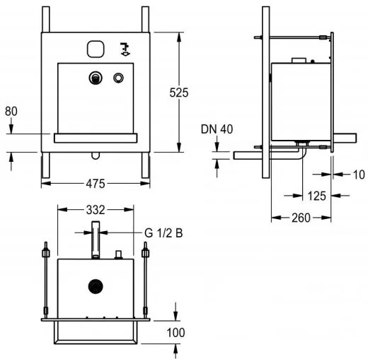 KWC PROFESSIONAL Heavy Duty Waschplatzeinheit ALL-IN-ONE ALIO320 (Wasser, Seife, Luft) zum Wandeinbau