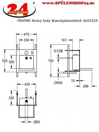 KWC PROFESSIONAL Heavy Duty Waschplatzeinheit ALL-IN-ONE ALIO325 Barrierefrei (Wasser, Seife, Luft) zum Wandeinbau