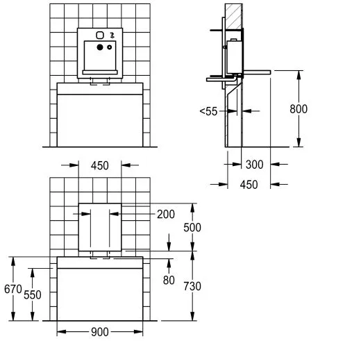 KWC PROFESSIONAL Heavy Duty Waschplatzeinheit ALL-IN-ONE ALIO325 Barrierefrei (Wasser, Seife, Luft) zum Wandeinbau