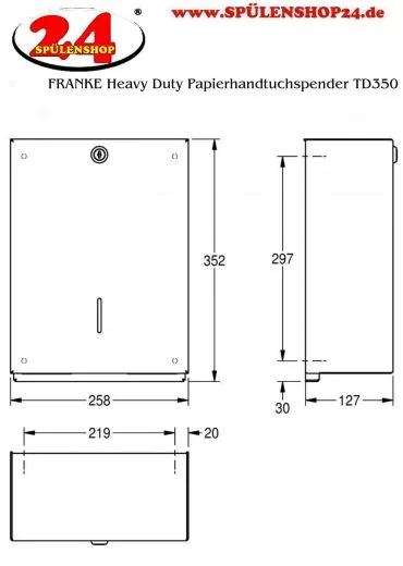 KWC PROFESSIONAL Heavy Duty Papierhandtuchspender TD350 fr die Aufputzmontage manueller Betrieb