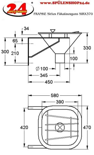 KWC PROFESSIONAL Sirius Fkalausguss SIRX370 fugenlos eingeschweites Becken fr medizinischen Bereich