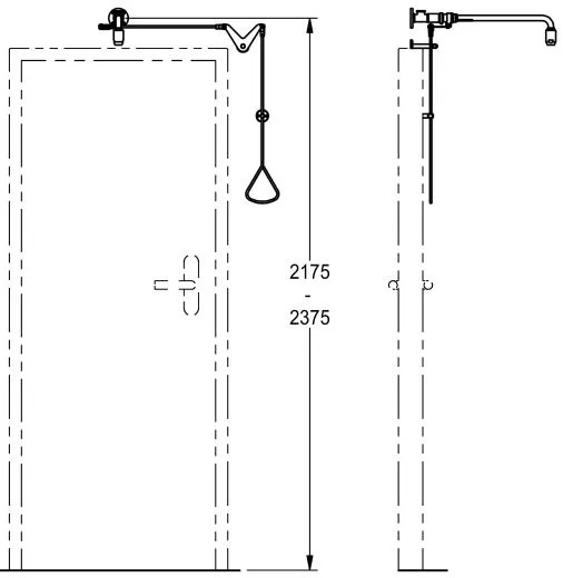 KWC PROFESSIONAL Erste Hilfe Notdusche / Krperdusche FAID0003 mit Wasserfhrung aus der Decke oder Seitlich
