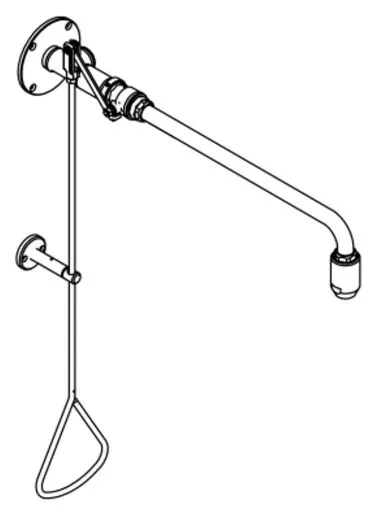 KWC PROFESSIONAL Erste Hilfe Notdusche / Krperdusche FAID0007 mit Wasserfhrung aus der Wand fr Aufputzmontage