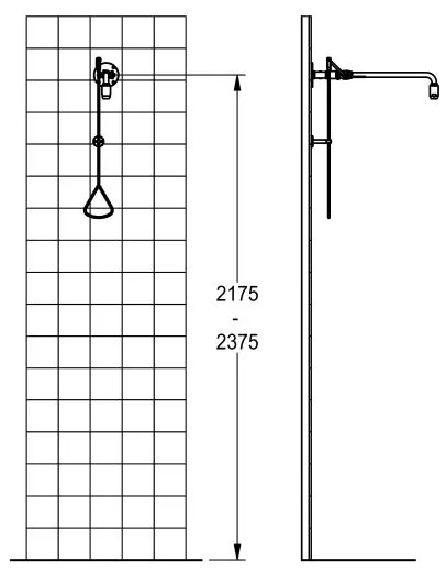 KWC PROFESSIONAL Erste Hilfe Notdusche / Krperdusche FAID0007 mit Wasserfhrung aus der Wand fr Aufputzmontage
