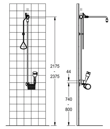 KWC PROFESSIONAL Erste Hilfe Notduschkombination FAID0010 mit Wasserfhrung aus der Decke fr Aufputzmontage