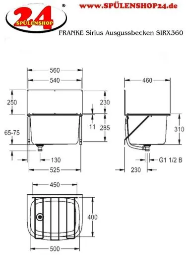 KWC PROFESSIONAL Sirius Ausgussbecken SIRX360 fugenlos verschweites Mehrzweckbecken fr Wandmontage
