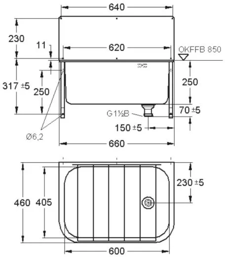 KWC PROFESSIONAL Sirius Mehrzweckbecken SIRX355 fugenlos verschweites Wandausgussbecken fr Wandmontage