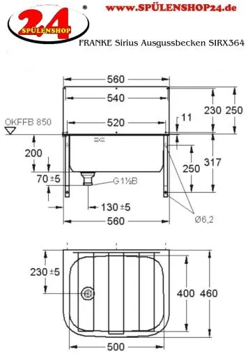 KWC PROFESSIONAL Sirius Ausgussbecken SIRX364 fugenlos verschweites Mehrzweckbecken fr Wandmontage