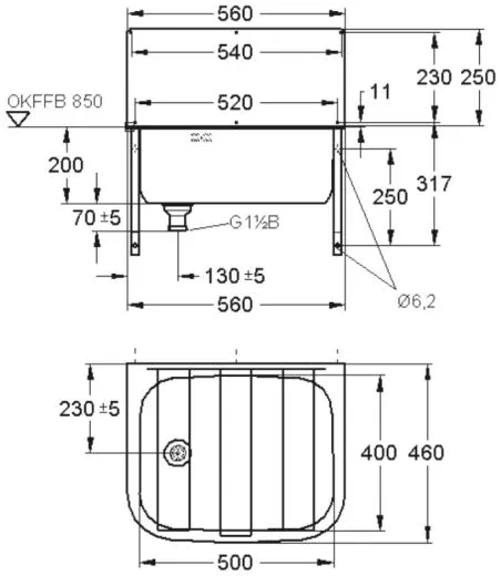 KWC PROFESSIONAL Sirius Ausgussbecken SIRX364 fugenlos verschweites Mehrzweckbecken fr Wandmontage