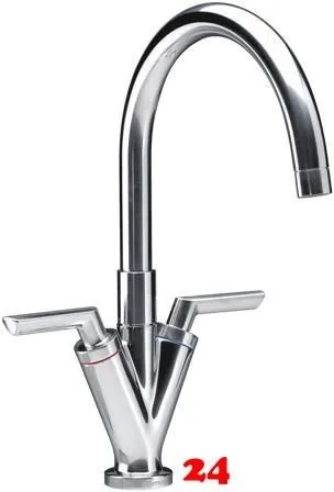 DAMIXA Kchenarmatur Venus C-Auslauf Chrom Zweigriffmischer mit Festauslauf