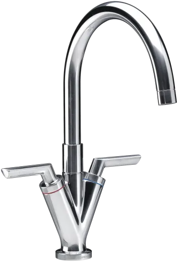 DAMIXA Kchenarmatur Venus C-Auslauf Chrom Zweigriffmischer mit Festauslauf