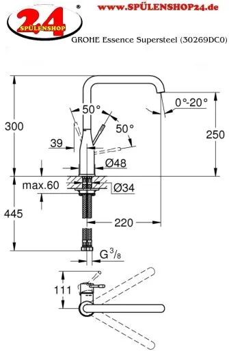 ✅ GROHE K�chenarmatur Essence Einhebelmischer Supersteel mit Festauslauf (30505DC0)