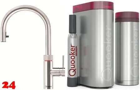 ✅ QUOOKER FLEX Zugauslauf Edelstahl VAQ PRO3 mit CUBE 2 *Der Wasserhahn, der alles kann! (PRO3FXRSSTCUBE)