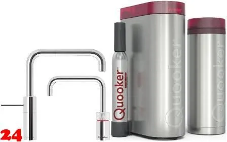 QUOOKER Nordic Square Twintaps Chrom VAQ PRO3 & CUBE 2 als Set (PRO3NSMSCHRTTCUBE)