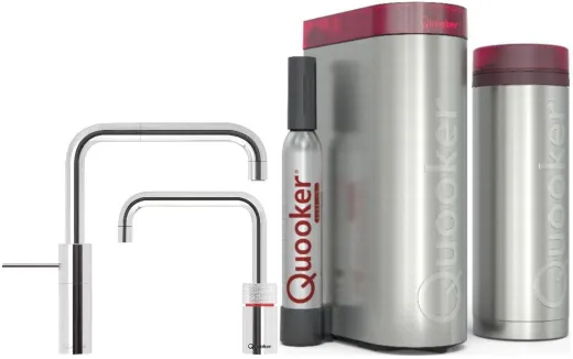 QUOOKER Nordic Square Twintaps Chrom VAQ PRO3 & CUBE 2 als Set (PRO3NSMSCHRTTCUBE)