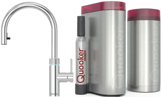 QUOOKER FLEX Zugauslauf Chrom Combi B mit CUBE 2 *Der Wasserhahn, der alles kann! (COMBIFXRCHRCUBE)