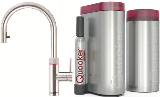 ✅ QUOOKER FLEX Zugauslauf Edelstahl Combi (+) B mit CUBE 2 *Der Wasserhahn, der alles kann! (COMBI+FXRSSTCUBE)