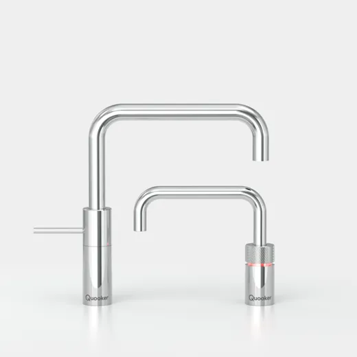 QUOOKER Nordic Square Twintaps Chrom COMBI B & CUBE 2 als Set (COMBINSMSCHRTTCUBE)