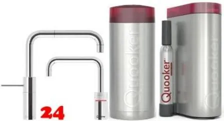 QUOOKER Nordic Square Twintaps Chrom COMBI (+) B & CUBE 2 als Set (COMBI+NSMSCHRTTCUBE)